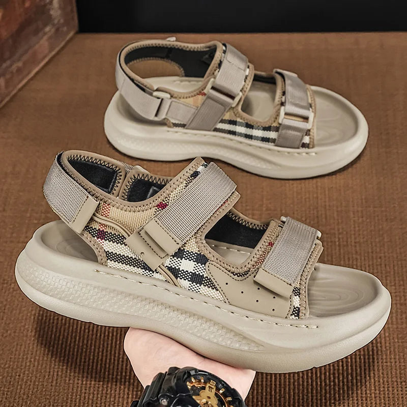 Men's Thick Sole Comfort Casual Sandals Summer New Breathable lightweight Outdoor Beach Shoes Slip on Walking Daily Wear Sandals