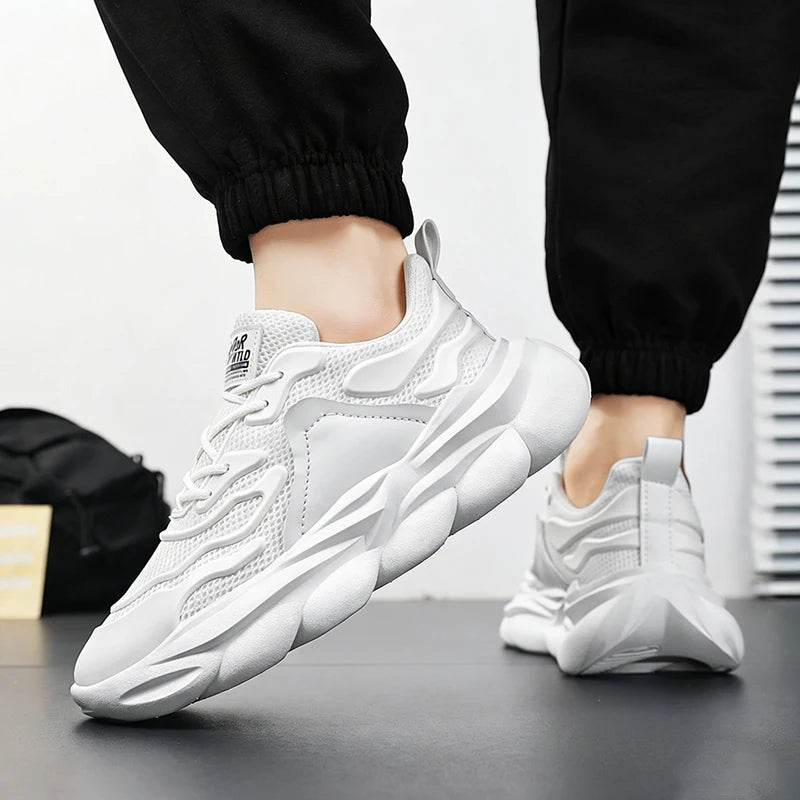 Chunky Sneakers Four Seasons Men's Breathable Lightweight Soft Sole Comfort Outdoor Thick Sole Casual Speed Running Sports Shoes