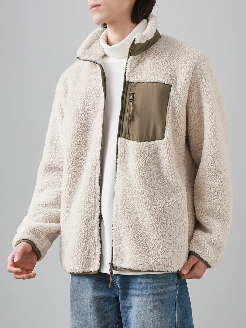 DUKEEN Men's Fleece Jacket 2025 Autumn and Winter Vintage Casual Stand Neck Thick Warm Zipper Outerwear Men's Coats