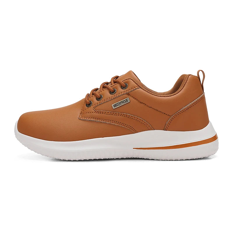 Men Sports Shoes New Leather Street Running Anti Slip Thick Soled Fitness Shoes Light Soft Youth Jogging Casual Shoes for Men