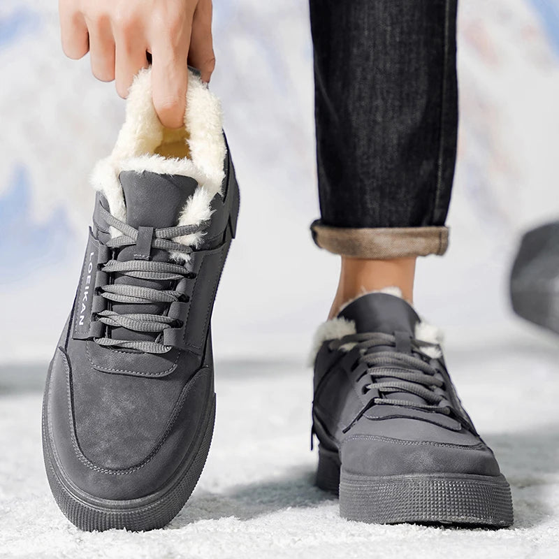 Men's casual versatile cotton shoes winter warm plush outdoor walking shoes fashion youth non-slip soft-sole plus size work shoe