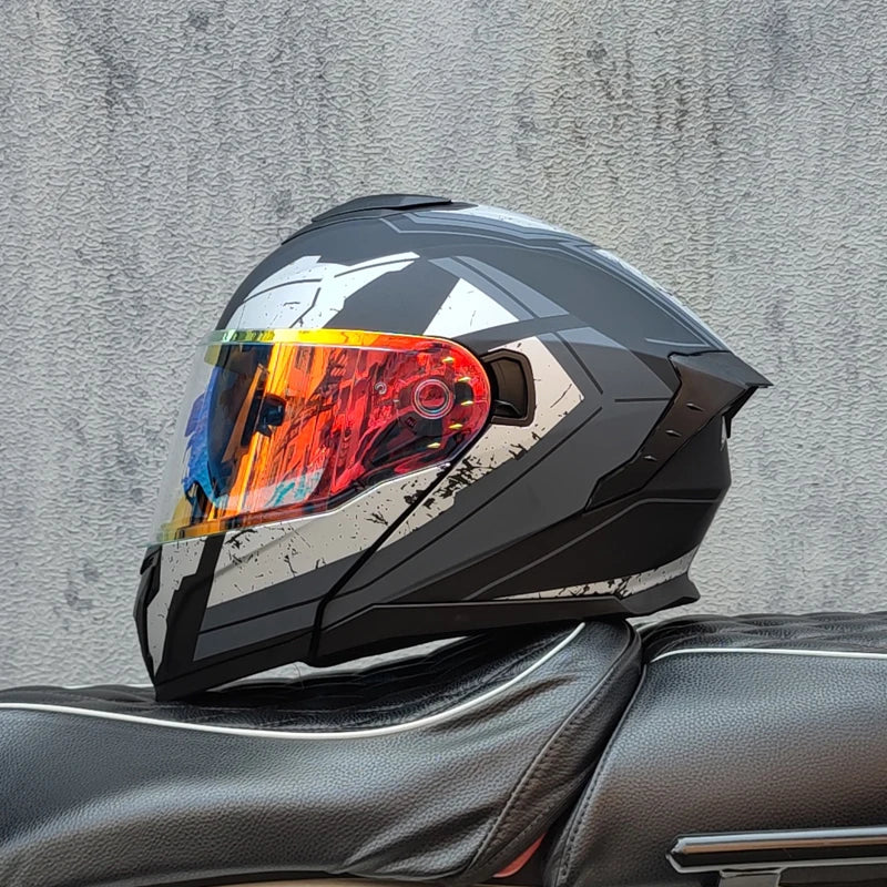 2025 high-quality motorcycle helmet dual lens modular flip helmet Casco para Motos road off-road travel full helmet capacity