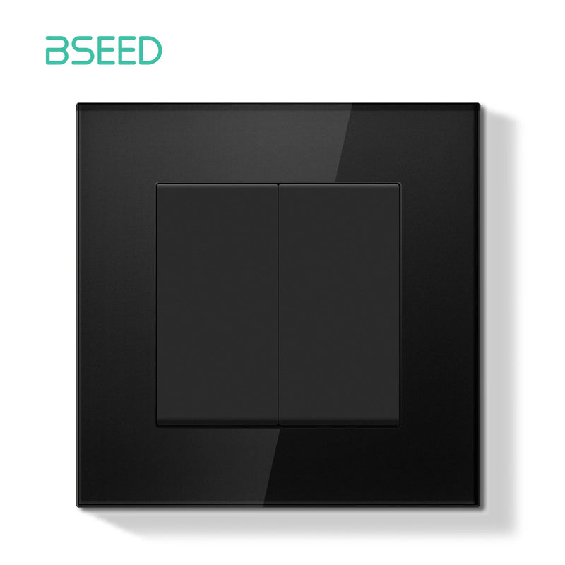 BSEED E Series 1/2Gang Button Light Switch Knob Dimmer Switch Wall EU Power Socket ST TV Socket Glass Panel Switch Socket Series