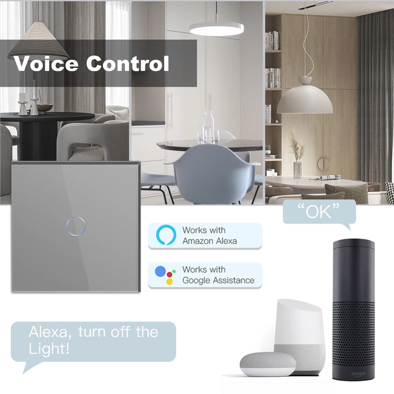 BSEED Wifi Light Switches Smart Wall Switch 1/2/3Gang 1/2/3/4Way Touch Sensor Switch With Normal Socket Support Tuya Smart Life