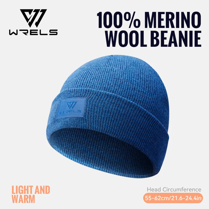 WRELS Unisex 100% Merino Wool Beanie Winter Warm Thermal Lightweight Breathable For Outdoor Daily Wear Soft Sports Fleece Hat