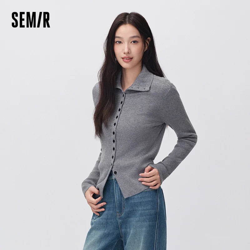 អាវកាឌីហ្គែនសម្រាប់នារី Semir រាងស្លីមសម រចនាបថបុរាណ ងាយស្រួលប្រើ រដូវរងាថ្មី ឆ្នាំ២០២៦ ស្លៀកប្រចាំថ្ងៃ រចនាបថធម្មតាក្នុងទីក្រុង