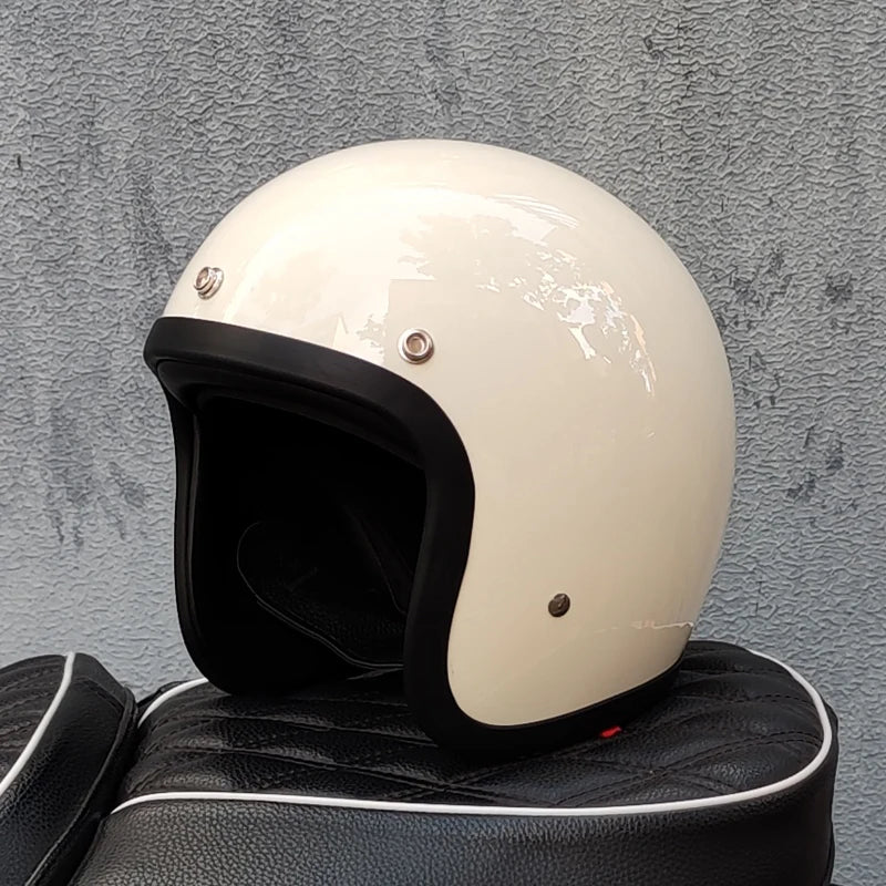 ORZ Retro Fiberglass Open Motorcycle Helmet Original Scooter Riding on 3/4 Jet Casco DOT Approved Motorcycle Capacite