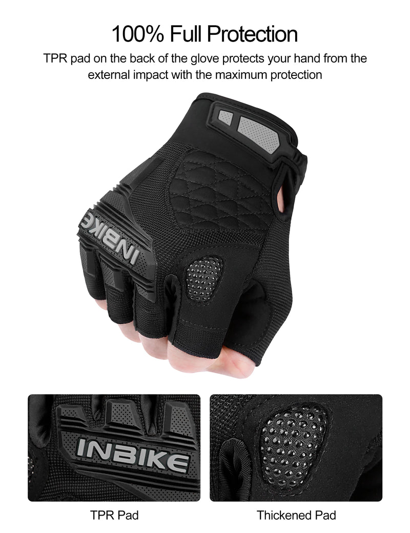 INBIKE Clearance Sale! Cycling Gloves Half Finger Anti-Shock Breathable Fingerless for Road Mountain Bike Gear with Gel Padding