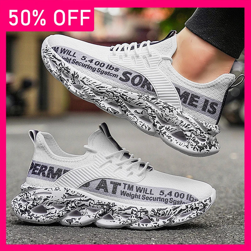 Men Sports Shoes New Mesh Breathable Ultralight Casual Running Shoes Soft Sole Rebound Shock-absorbing Fashion Fitness Shoes