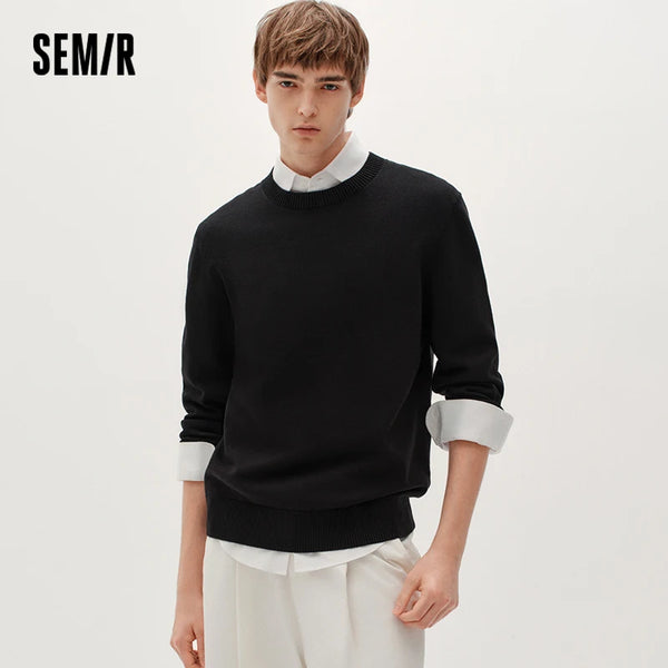 អាវយឺតបុរស Semir មានភាពកក់ក្តៅ ក្រណាត់ប្រឆាំងនឹងឋិតិវន្ត វាយនភាពប៉ាក់ជាស្រទាប់ៗ ទន់រលោង រចនាប័ទ្មរដូវរងាឆ្នាំ ២០២៦ សម្រាប់រាល់ថ្ងៃ