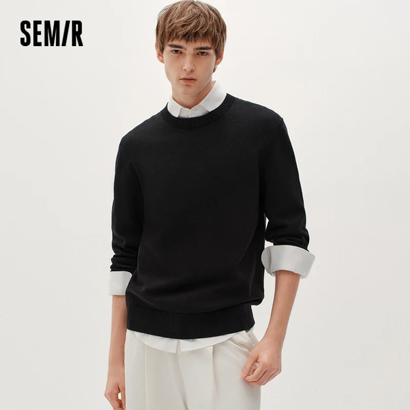 Semir Men Sweater Thermal Warmth Antistatic Fabric Knit Texture Layering Essential Soft Touch 2026 Winter Everyday Style