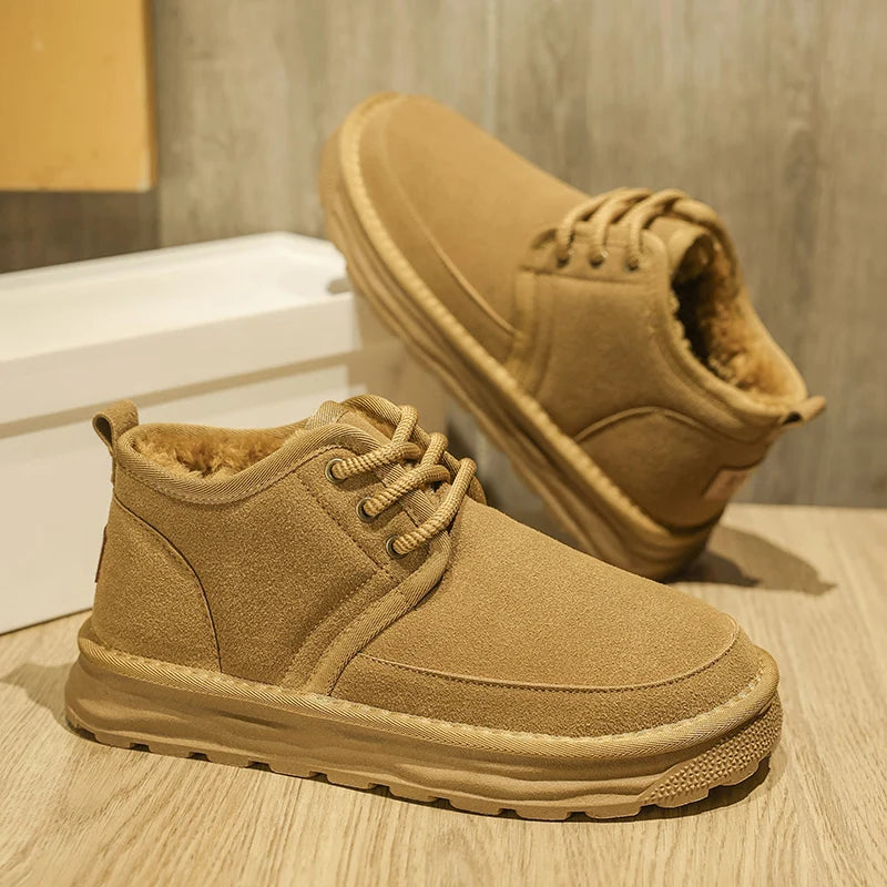 Men's casual snow boots winter warm and velvet cotton boots fashion soft-sole light non-slip comfort outdoor walking work boots
