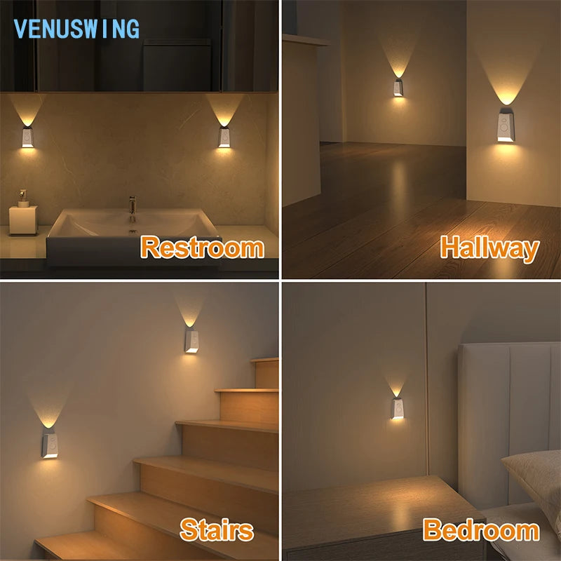 ចង្កៀងជញ្ជាំង LED ដែលអាចសាកបានដោយប្រើ USB ដែលមានសមត្ថភាពចាប់សញ្ញាចលនារបស់មនុស្ស ជាមួយនឹងពន្លឺដែលអាចលៃតម្រូវបានសម្រាប់ជណ្តើរបន្ទប់គេង សាលធំ