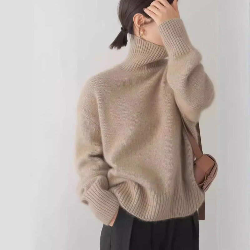 New European Sweater Women Autumn Winter New Turtleneck Pullover Loose Versatile Knitted Bottoming Shirt Female Jumper Top