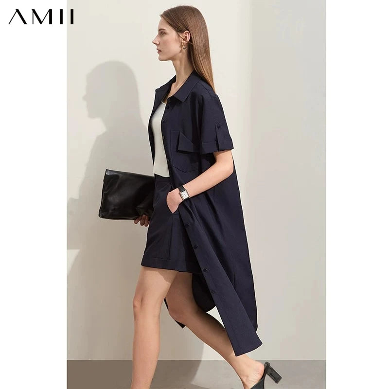អាវ Amii Minimalism រដូវក្តៅឆ្នាំ ២០២៦ អាវដៃខ្លីថ្មីសម្រាប់ស្ត្រី ខោខ្លីធម្មតា អាវ + ខោខ្លី ម៉ូដសម្រាប់នារី 12442066