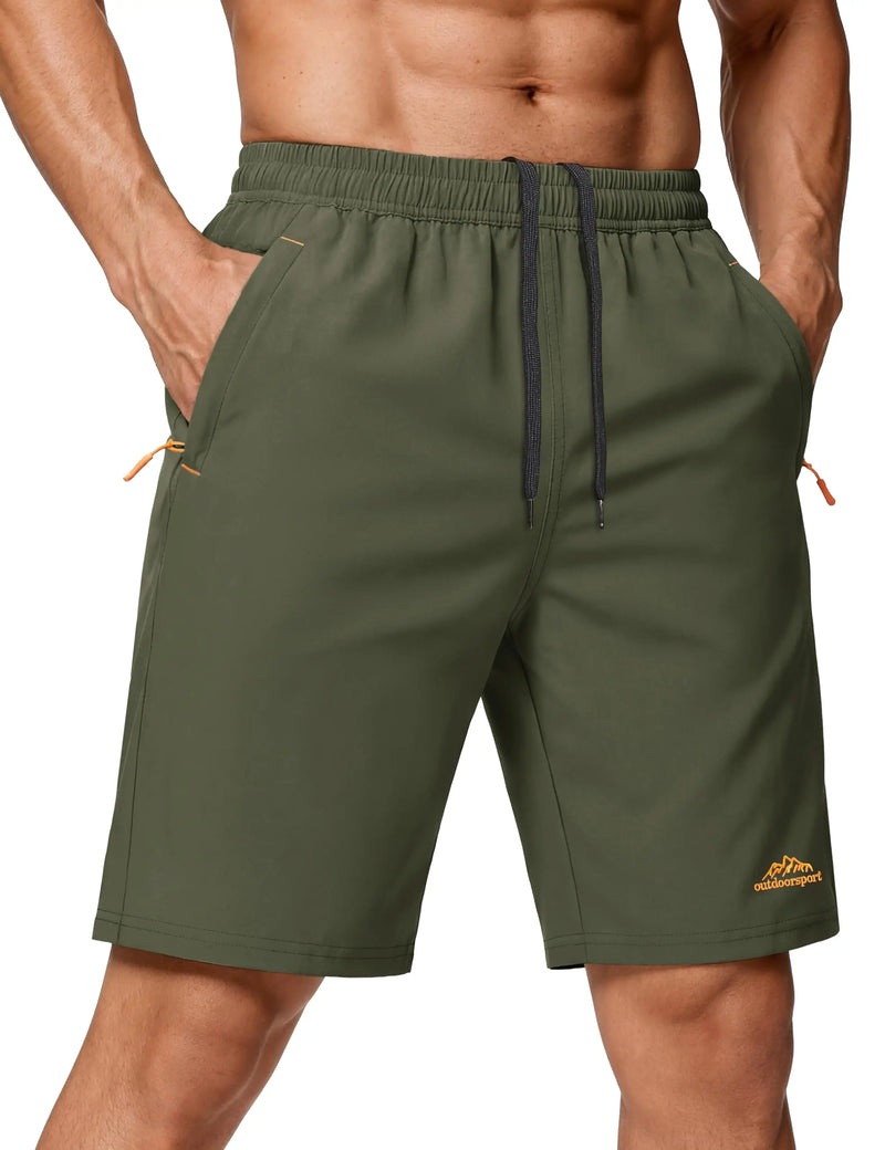 Men's 9" Quick Dry Running Gym Workout Shorts Lightweight Breathable Summer Shorts with 3 Zipper Pockets