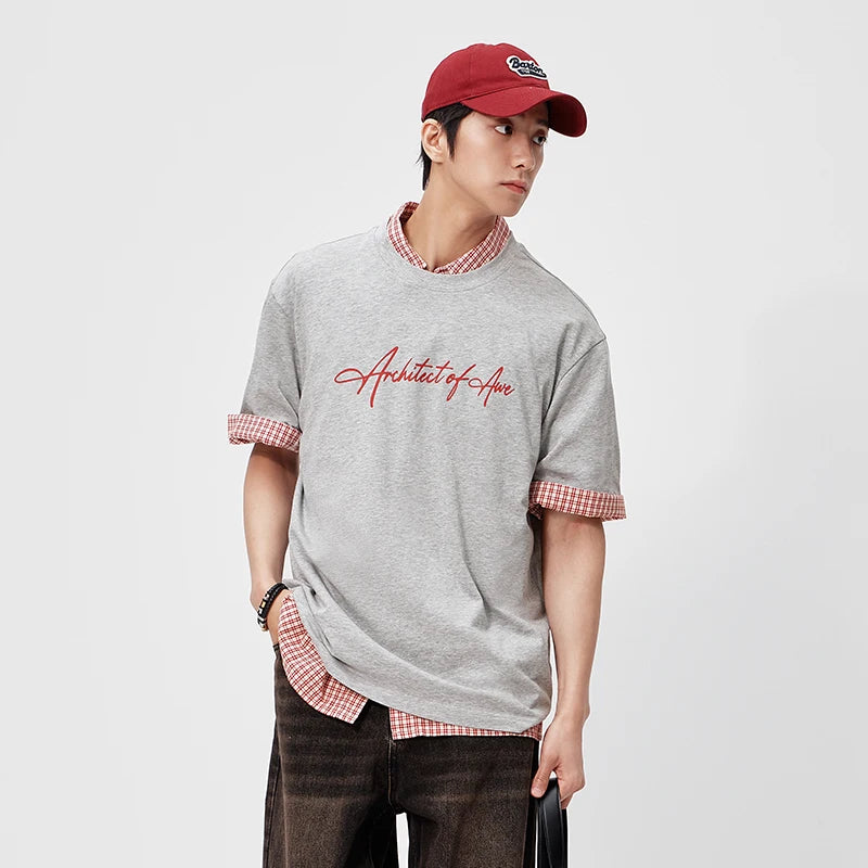 Semir Mens Tshirt 2026 Trendy Hand Drawn Letter Printed Knitted Loose Crew Neck Casual Fashion
