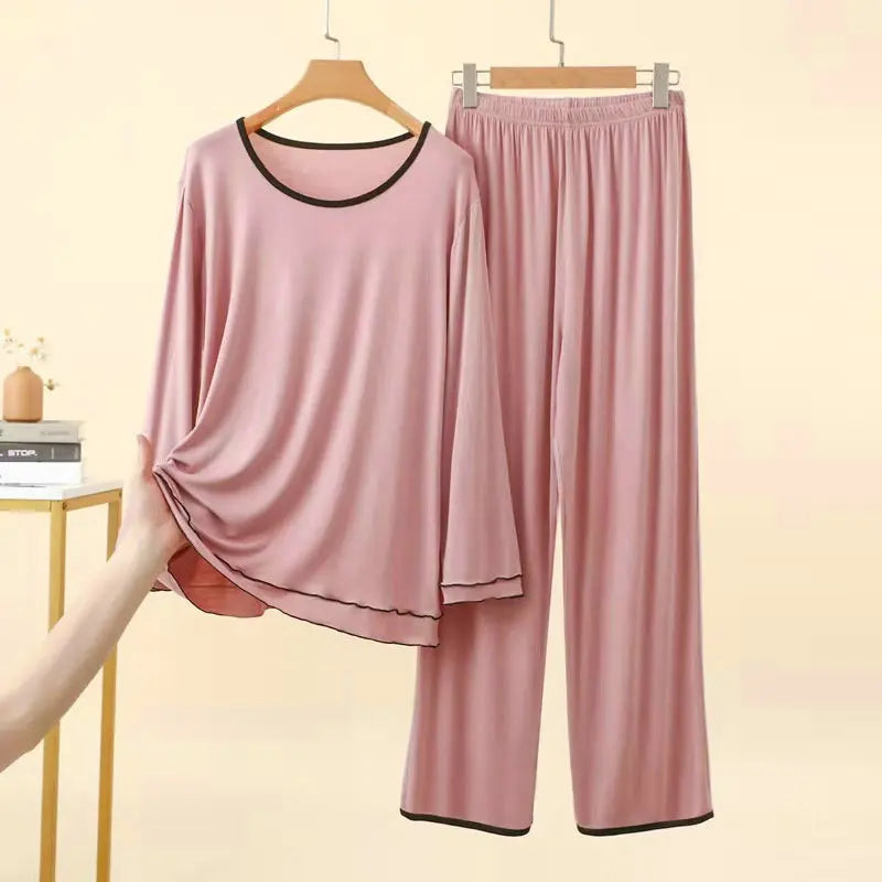 Modal Two-piece Women's Pajamas for Lady Pijama New Spring Autumn Long Sleeve Home Wear Nightwear Woman Sleepwear Pyjama Set