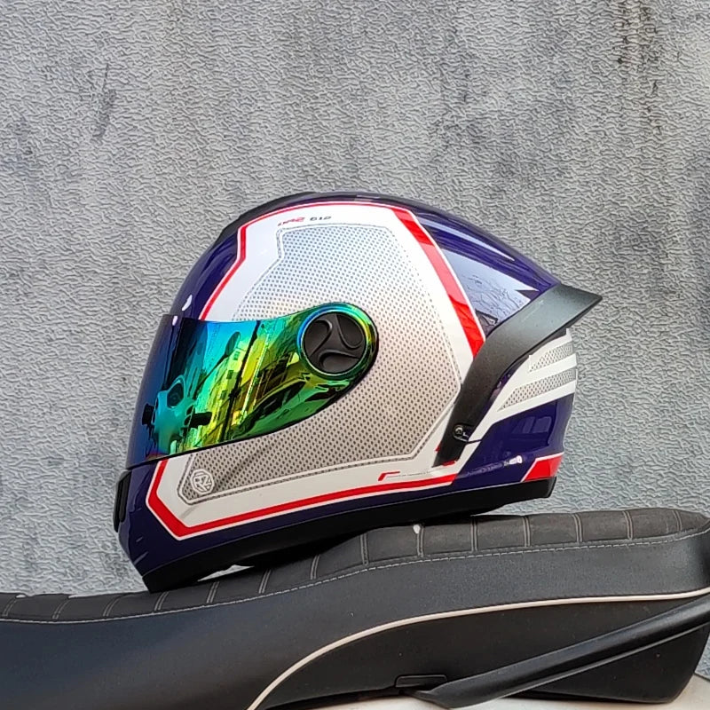 ORZ Motorcycle Helmet Men's and Women's Full Helmets Winter Personalized Motorcycle Big Tail Couple