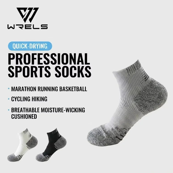 WRELS 1/2/3 Pairs Ankle Sports Socks Breathable Anti Odor Hiking Socks Thick Cushioned Moisture-Wicking Outdoor Running Socks