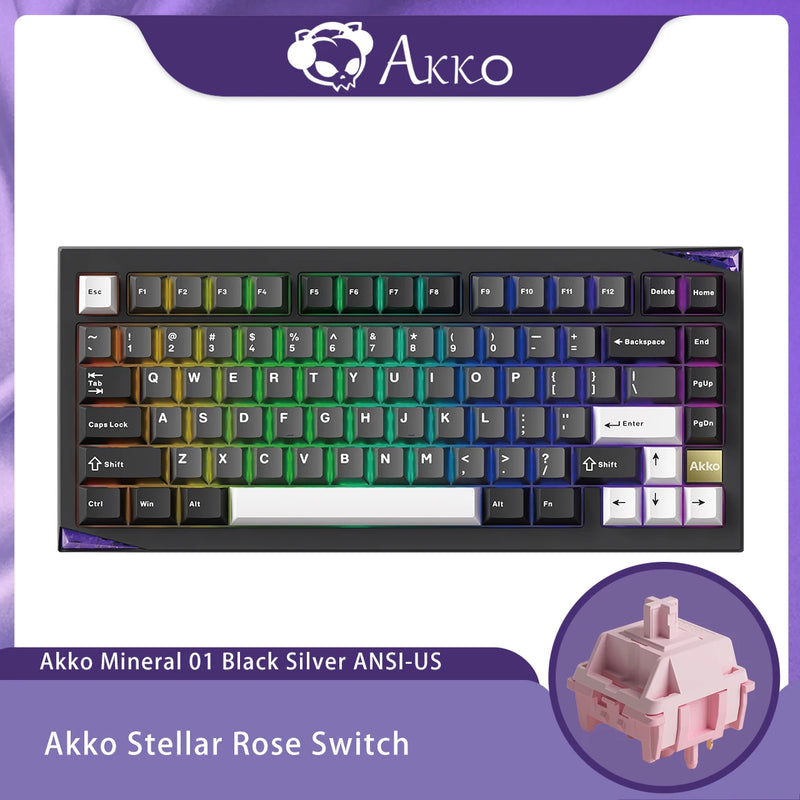 Akko Mineral 01 Mechanical Keyboard / Barebone Kit Aluminum 75% 81 Keys VIA RGB Hot Swap Tri-mode Wireless Custom Keyboard/Kit