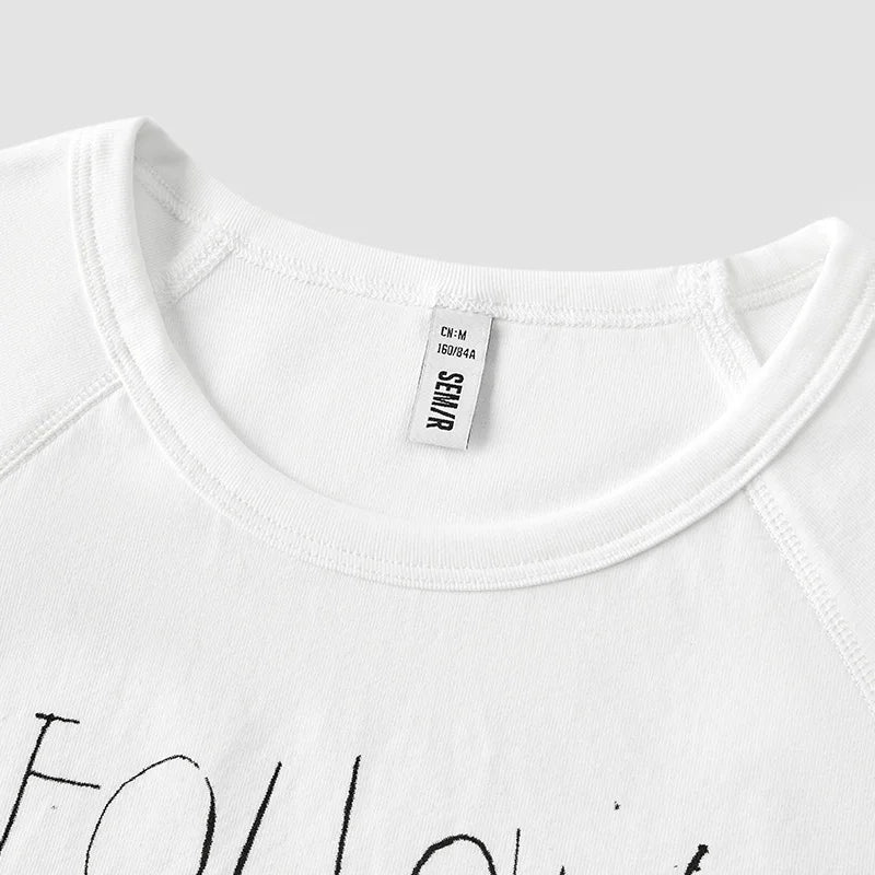 Semir Womens Tshirt 2026 Raglan Sleeve Slim Ink Letter Printed Street Style Slim Fit