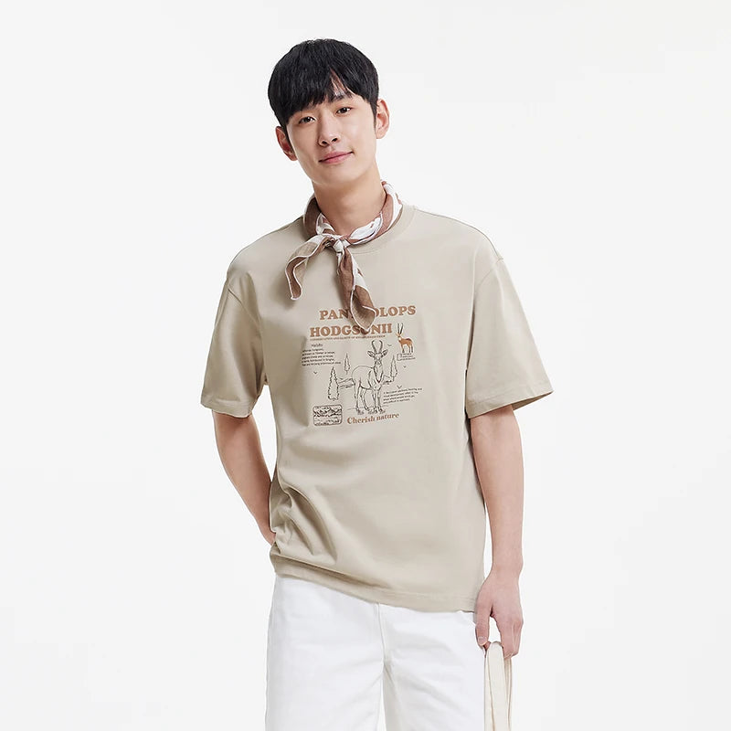 Semir Mens Tshirt 2026 Outdoor Style Letter Printed Loose Fit Fashion Casual Soft Daily Wear