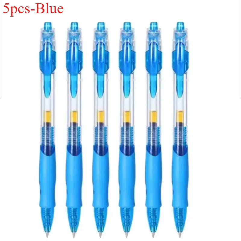 5/10pcs Retractable Gel Pen Set Black/Red/Blue Ink Ballpoint Pen Writing Refill Office Supplies School Supplies Stationery Pen