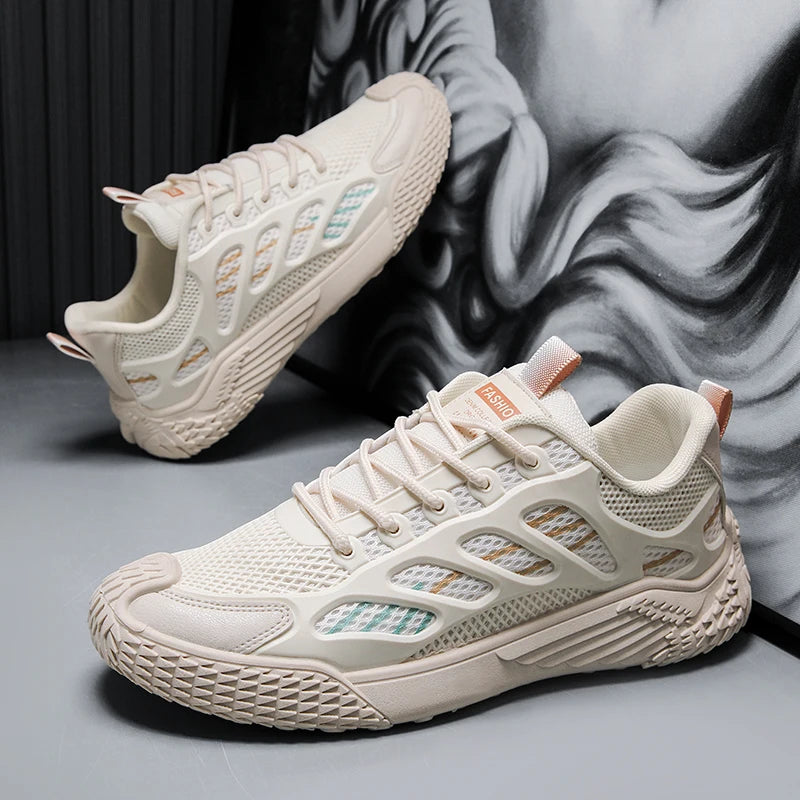 Men's mesh casual sneakers four seasons soft-sole anti-slip outdoor running shoes fashion students breathable speed sports shoes