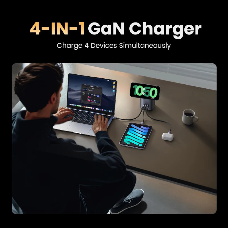 UGREEN GaN 65W Desktop Charger Qi2 15W Magnetic Wireless Charger Stand For Laptop Macbook Air iPhone 18 17 Pro Samsung Xiaomi