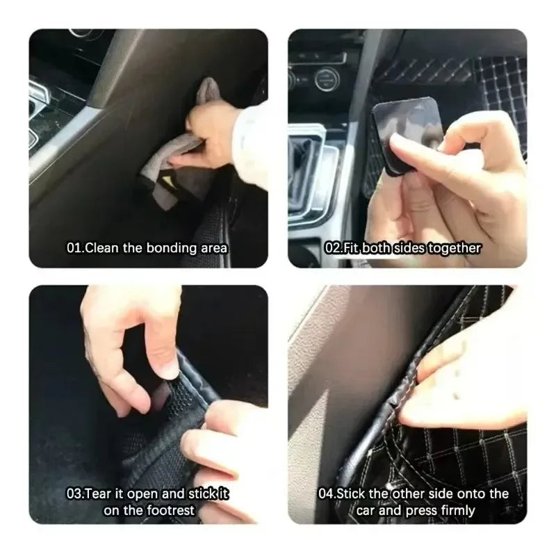 Double-Sided Adhesive Velcro Car Floor Mat Invisible Fixed Sticker Anti-Slip High Temperature Resistant Auto Interior Accessory