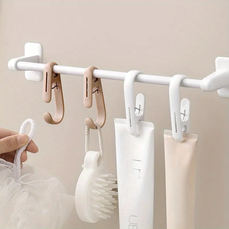 10pcs Multifunctional Clip Kitchen Storage Hook Curtain Clip Cosmetic Hanging Plastic Clip Home Storage Hook Wall Hook,bathroom