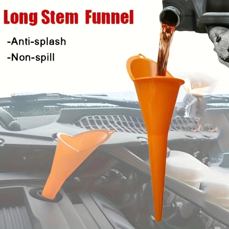 Car Long Handle Funnel Gasoline Fuel Tool Splashproof Plastic Oil Jug Motorcycle Fuel Tool，Long handled splash proof oil funnel