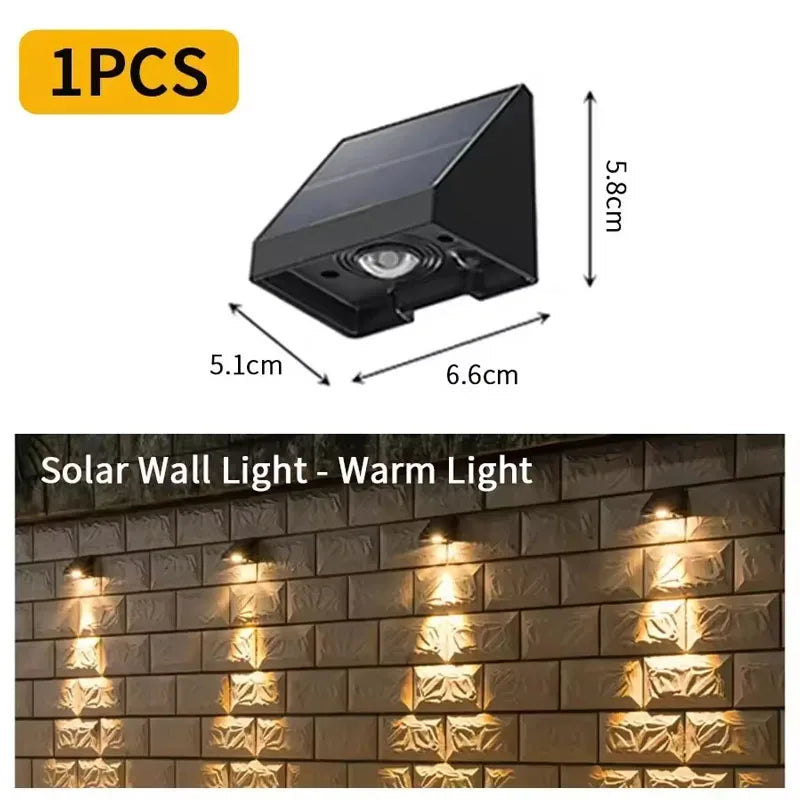 Solar Wall Lamp Outdoor Waterproof Warm White Fence Light Solar Powered Garden Light for House Number Address Sign Patio Balcony