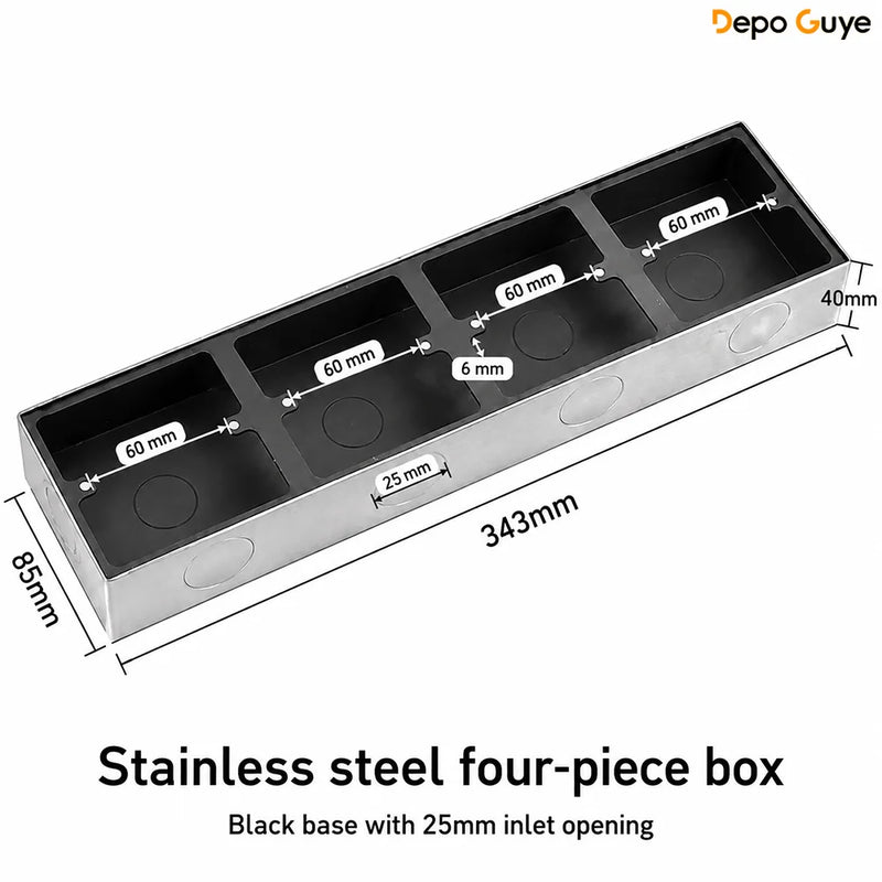 86 Type Stainless Steel Surface Mount Box Metal Wall Switch Socket Junction Back Box Universal Electrical Wiring Box20/25mm Hole