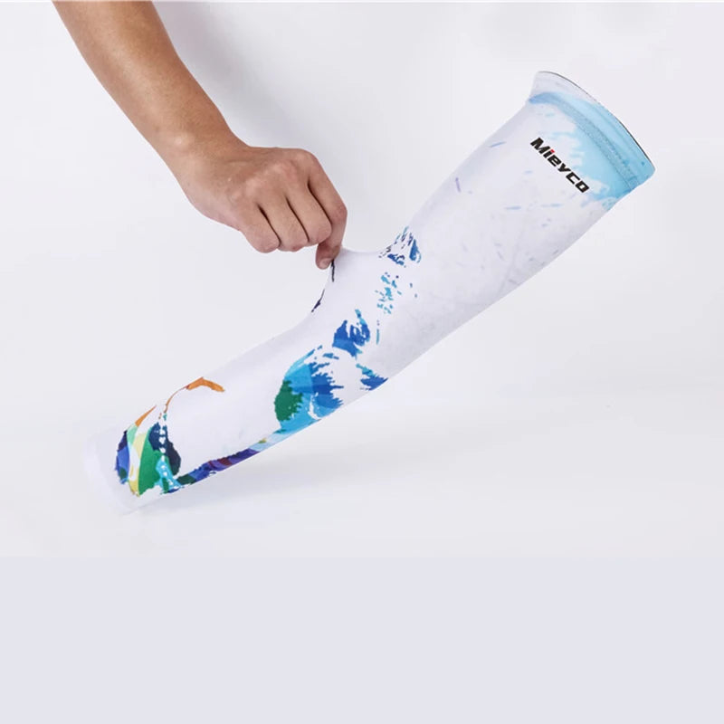 Men Cycling Arm Sleeves Sun Protection UV Proof Arm Covers Cuffs for Running Biking Driving Outdoor Sports