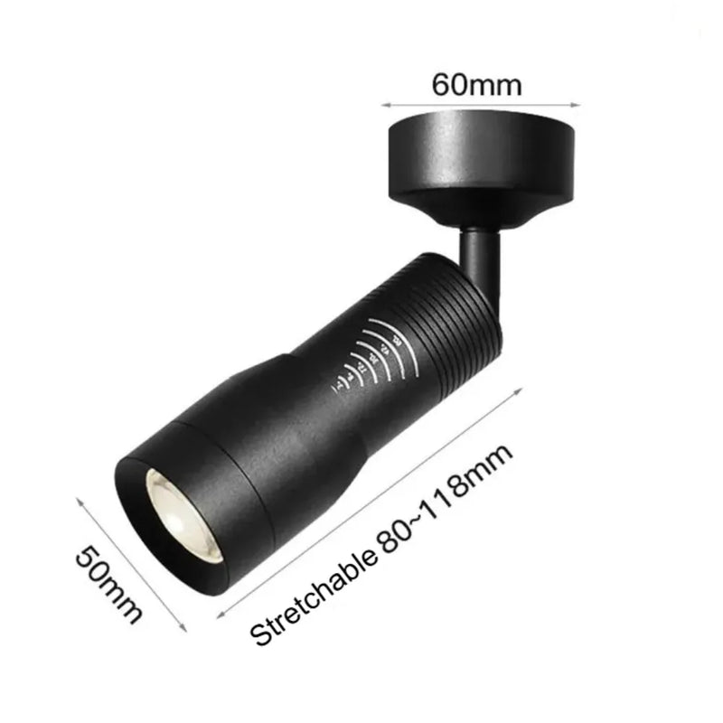 JOYINLED 7W Zoomable LED Spotlight Adjustable 5°-60° Beam Angle Focus Ceiling Light Black Track Downlight with Beam Control