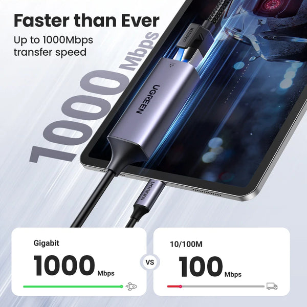 UGREEN USB C Ethernet Adapter 1000Mbps USB Lan RJ45 1Gbpsfor Laptop MacBook Samsung iPad Accessories Gigabit Network Card Dongle