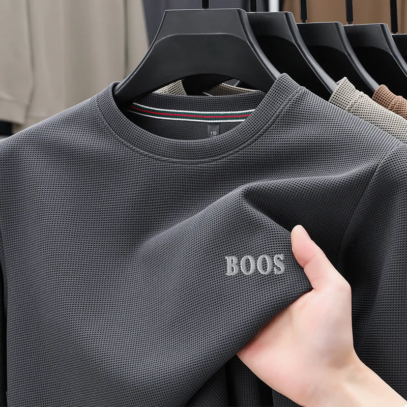 High Quality Man Long-Sleeved Sweatshirt Round Neck Letter Print Spring New Long-Sleeved T-Shirt Leisure Sports Fashion MensWear