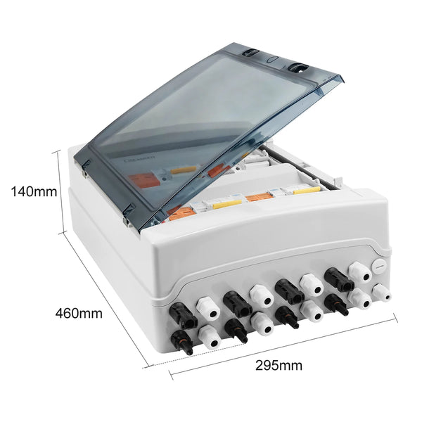 TOMZN Solar Photovoltaic PV Combiner Box With Lightning Protection 4 Input 4 Out DC 600V Fuse MCB SPD Waterproof Box IP65 24ways