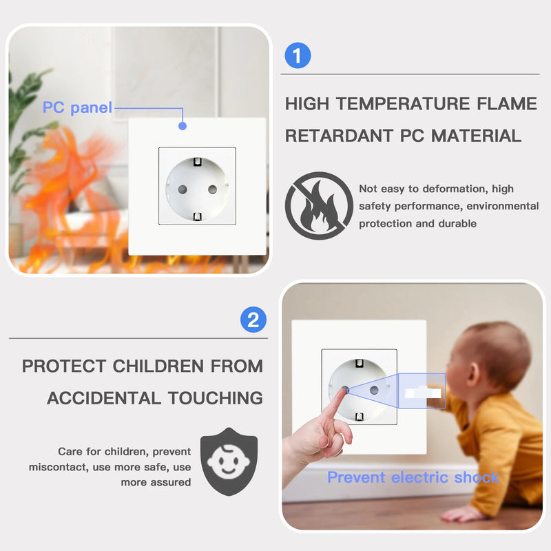 BSEED Rotary Switch LED Dimmer Light Switch With 1/2/3Gang Button Light Switch EU Wall Power Socket PC Plastic Frame