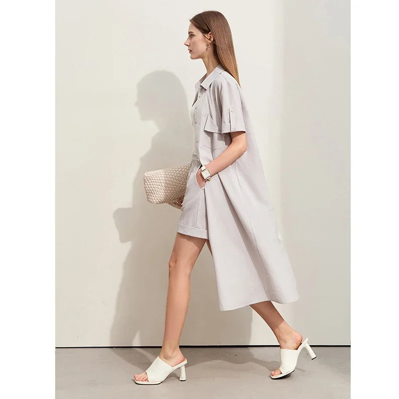 អាវ Amii Minimalism រដូវក្តៅឆ្នាំ ២០២៦ អាវដៃខ្លីថ្មីសម្រាប់ស្ត្រី ខោខ្លីធម្មតា អាវ + ខោខ្លី ម៉ូដសម្រាប់នារី 12442066