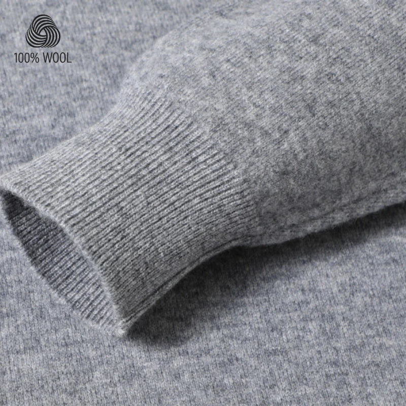100% Wool. High-quality Men's Warm Sweater, Business Casual Stretchable POLO Shirt, Fall/winter Pullover Knitted Sweater.