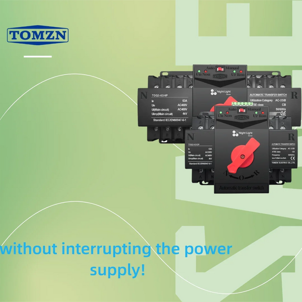 TOMZN TOQ3 Built-in Circuit Breaker | Short-Circuit & Overload Protection | 2 Input 2/1 Output | 2P/4P 63A125A with Night Light