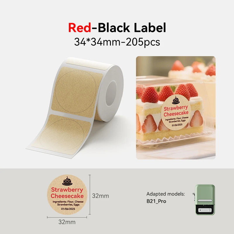 NiiMbot B21 Pro Thermal Printer Red Black Label Paper 300 DPI High-definition Printing Sticker for Warning Signs Supermarket