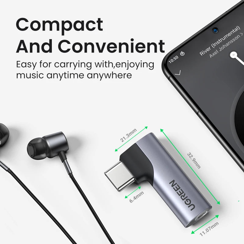 UGREEN USB C to 3.5mm Audio Headphone For Samsung Galaxy A52s S22 S21 iPad Pro 2022 Type C Aux DAC Earphone Mic Jack Adapter USB