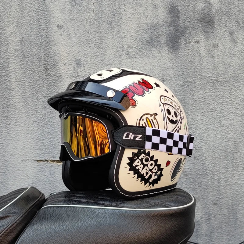 ORZ High-Quality Motorcycle Retro Helmet 3/4 Semi Covered Helmet Couple Scooter Cascos Para Moto Capacetes De Moto