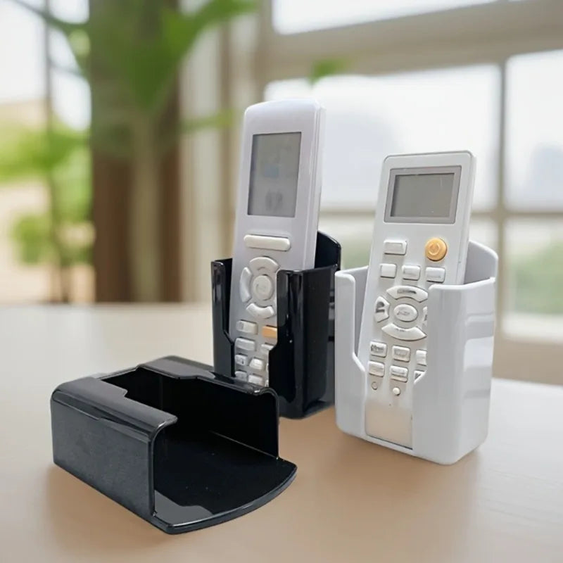 2pcs Durable Plastic Wall-Mounted Remote Control Holders - TV And Air Conditioner Remote Storage Box, Space-Saving Organizer.