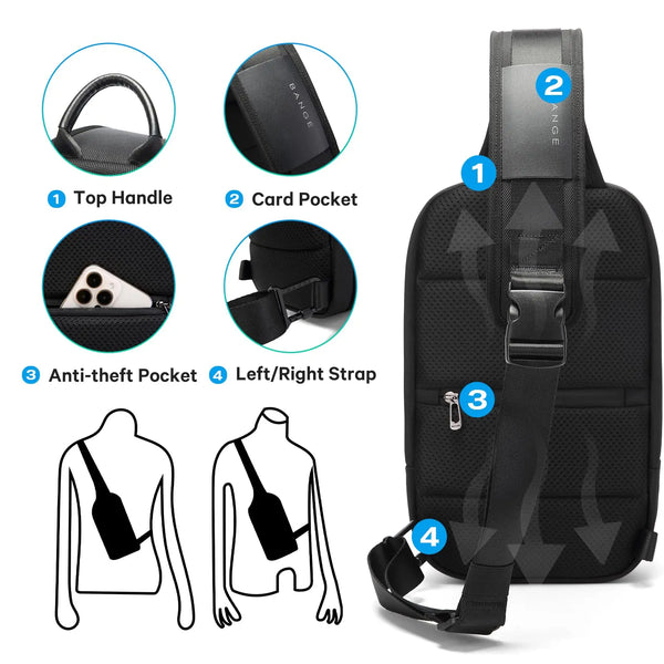 BANGE Anti-Theft Cross Bag Fashion Men's Bag Aesthetic Bags For Men Waterproof Shoulder Bag Male Chest Bag Lightweight Slingbag