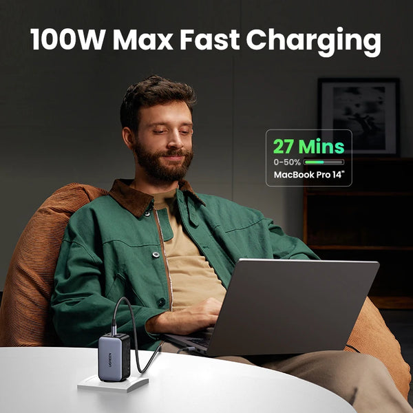 UGREEN 100W GaN Charger USB C Charger QC4.0 3.0 Quick Charge For Macbook Air Laptop Tablet PDFast Charger For iPhone 18 17 16Pro